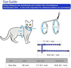 Cat Harness and Leash Set Gold Moons Soft Nylon Escape Proof Adjustable for Kittens Small Animals Glow in The Dark(Blue)