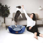 Asvin Medium Dog Bed for Medium Dogs, Large Cat Beds for Indoor Cats, Pet Bed for Puppy and Kitty, Extra Soft & Machine Washable with Anti-Slip & Water-Resistant Oxford Bottom, Blue, 25 inches