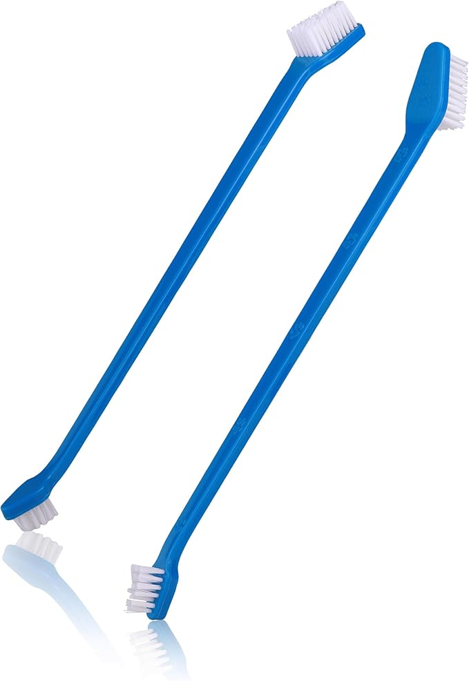 Dog Toothbrush Set, Professional Dogs and Cat Grooming Supplies, Best Soft Bristle Toothbrush, Pack of 2 Double Sided Toothbrushes for Large and Small Pet Teeth