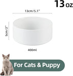 Ceramic 5.1inch Set of 2 Dog and Cat Bowls, Food and Water Feeder for Small Breed Dogs, Kitty, Cats, 2pcs Dog & Cat Dishes(2 Bowls, White)