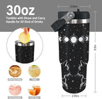 Cat Tumbler With Lid and Straw - 30oz Stainless Steel Cute Water Bottle Cup - Funny Gifts for Women