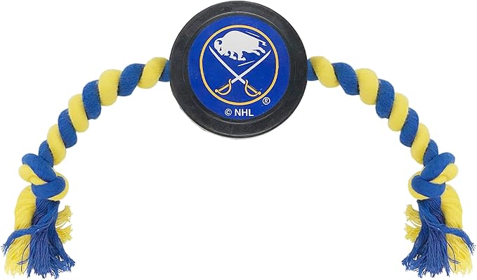 Pets First NHL Buffalo Sabres Puck Toy for Dogs & Cats. Play Hockey with Your Pet with This Licensed Dog Tough Toy Reward!