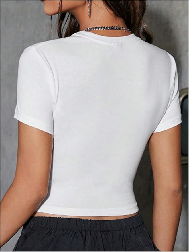 SOLY HUX Women's Y2k Crop Tops Kawaii Shirts Summer Graphic Short Sleeve T-Shirt Aesthetic Cropped Tees