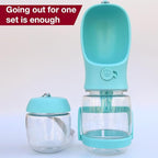 Dog Water Bottle with Food Container Holder, Travel Puppy Drinking Bowl, Portable Pet Water Dispenser, Patented Design, Food Grade Plastic 12 oz Water Bottle+100g Snack cans