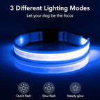 Vizpet LED Dog Collar, Light Up Dog Collar Adjustable USB Rechargeable Super Bright Safety Light Glowing Collars for Dogs(X-Large,Blue)