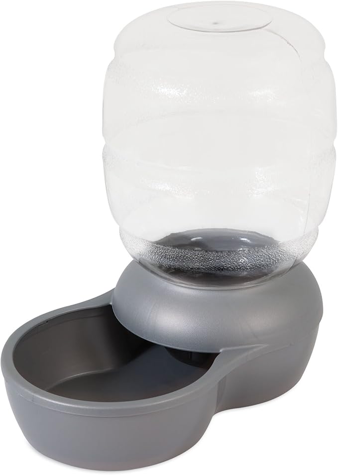 Petmate Replendish Gravity Waterer with Microban for Cats and Dogs, 4 Gallons,Silver, Made in USA