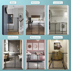 38.5" Extra Tall Dog Gate 76.38"-79.13" Wide - Long Large Pressure Mounted Baby Gates with Door for The House Stairs Doorways - Walk Through Toddler Puppy Pet Safety Fence Gate Black