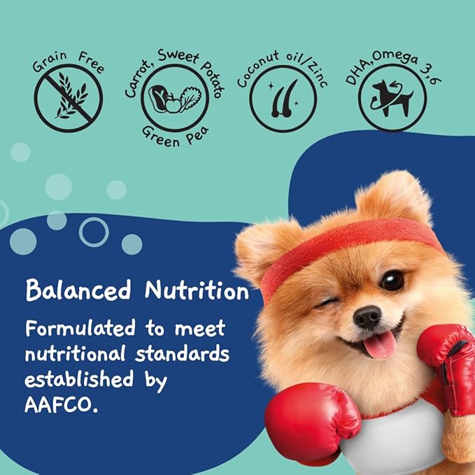 MOOCHIE Grain Free Small Dogs Wet Dog Food - Weight Control - Turkey, Sweet Potato & Pumpkin - No Artificial Flavors or Preservative - 12 x 3 oz Pouch