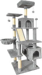 70" Cat Tree Tower for Indoor Cats, Multi-Level Cat Tower Condo with Sisal Scratching Post (Light Gray)