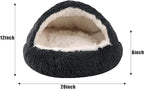Round Hooded Cat Bed & Dog Bed with Cover Cave, Dog Bed for Small Dogs, Faux Fur Cuddler Round Coved Cat Bed Self Warming Donut Dog Bed Fits up to 12 lbs Pets(Dark Grey, 20inch x 20inch)