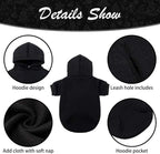 KOOLTAIL Basic Dog Hoodie - Soft and Warm Dog Hoodie Sweater with Leash Hole and Pocket, Dog Winter Coat, Cold Weather Clothes Sweatshirt for Small Medium Large Dogs Puppy Cat Boys Girls Black M
