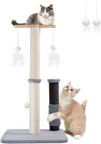 Cat Scratching Post, 29 Inch Tall Sisal Vertical Scratch Posts Cat Scratcher Scratching Deterrent with Cat Self Groomer Hair Brush and Dangling Plush Ball for Cats Small Kittens Christmas