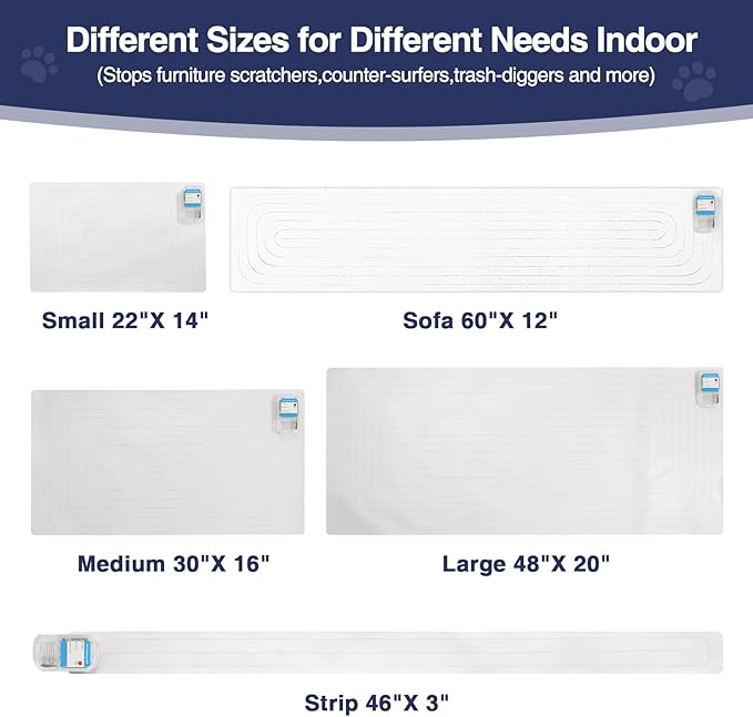 PAPARELA Scat Shock Mat for Dogs and Cats Indoor, Pet Shock Mats for Training Pets, Electric Repellent Mat Keeps Dogs and Cats Off Counter, Couch and Sofa, 3 Training Modes (22"x 14" Two Pieces)