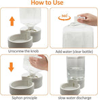Pet Water Dispenser, Gravity Automatic Dog Water Bowl & Cat Water Dispenser, 4L Cat Dog Waterer Station, Self Water Dish Without Electricity Auto Water for Cats Dogs Bunny