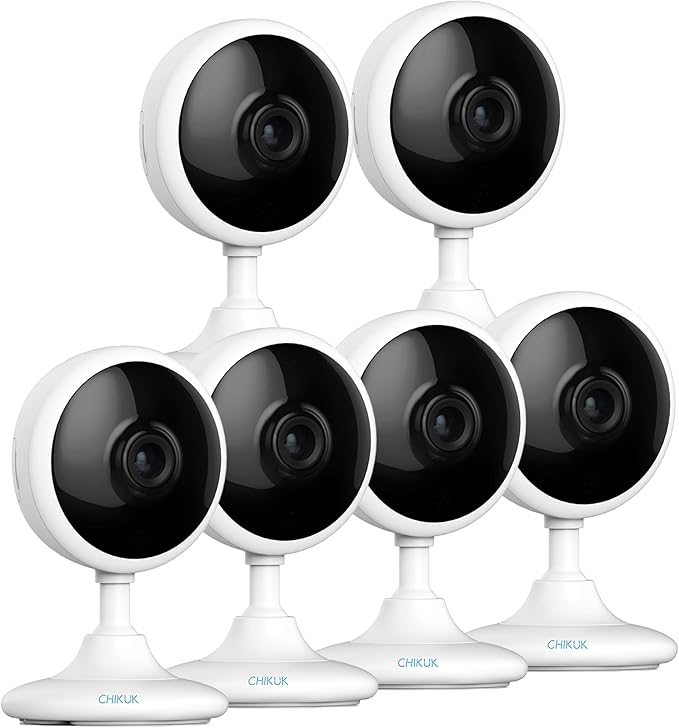WiFi Security Camera, 2K Indoor Camera with Night Vision, Motion Detection Pet Monitor with 2-Way Voice, 24/7 SD Card & Cloud Storage, App Control and Mobile Alerts, Compatible with Alexa, 6pcs