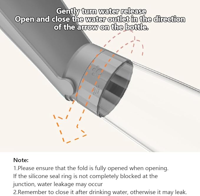 Dog Water Bottle Portable for Walking Pet Travel 19 OZ Leak proof Water Bottle Bowl with Drinking Feeder Cat Puppy Water Dispenser for Hiking Camping Grey