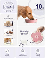 LE TAUCI Ceramic Slow Feeder Dog Bowls Small Breed, 0.6 Cups Dog Food Dish for Fast Eaters, Puzzle Bowl for Small Dogs and Cats,Pink Bloom