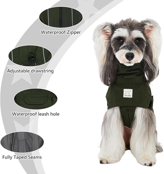 Waterproof Dog Raincoat, Hooded Raincoat for Dachshund Whippet Small Medium Large Dogs, Adjustable Dog Rain Coat Jacket (02 (Dachshund 10-16lbs))