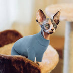 ROZKITCH Cat Clothes for Cats Only Male Female, Breathable Soft Jumpers for Sphynx Only, Coat with Four Legs, Warm Sweater T-Shirt Pajamas Jumpsuit Vest Cornish Rex, Devon Rex, Peterbald Blue S