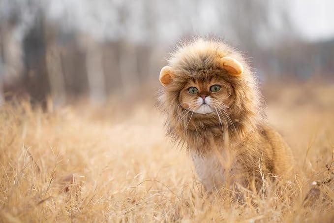 Lion Mane Wig for Dog and Cat Costume Pet Adjustable Washable Comfortable Fancy Lion Hair Cat Clothes Dress for Halloween Christmas Easter Festival Party
