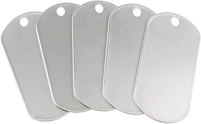 Tinsow 100PCS Blank Bulk Dog Tags for Stamping Engraving Shiny Stainless Steel Military Rolled Edge Backing Dog Tags for Doggies Engraved