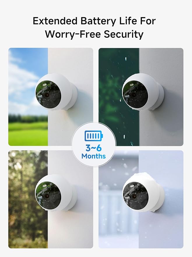 Noorio Wireless Security Cameras for Home Security, Battery-Powered 1080P Indoor/Outdoor Camera Magnetic, AI Detection, Free Local Storage, Color Night Vision, IP66 Weatherproof, 2.4G WiFi Only