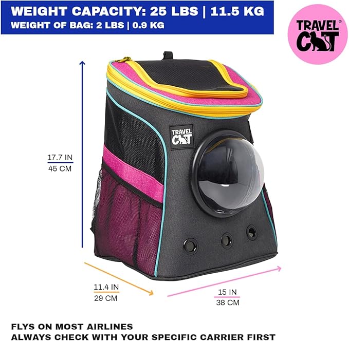 Fat Cat Backpack Carrier - Airline Approved Cat Carrier with Space Capsule Bubble for for Small Cats, Kitten - Premium Stray Cat Carrier Backpack for Outdoor, Travel, Hiking, Pet Supplies