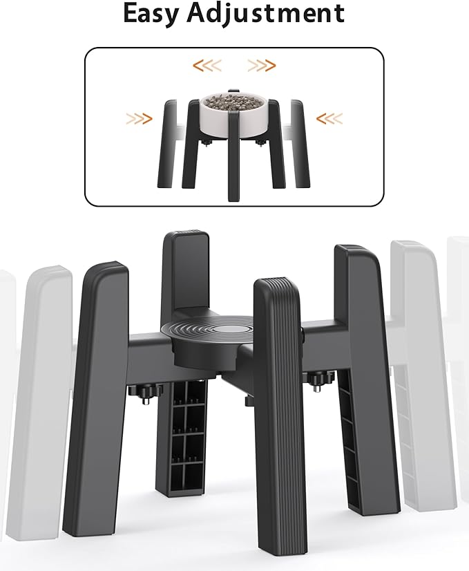 CZPET Dog Bowl Stand with Adjustable Width [Stand Only], Elevated Pet Water & Food Feeder for Medium Dogs, Stable and Anti-Slip Raised Bowl