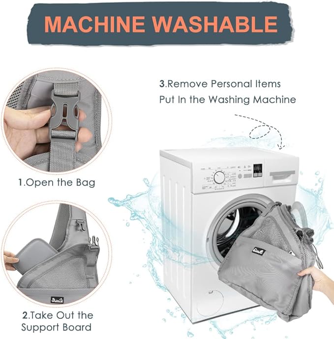 SlowTon Pet Dog Sling Carrier, Hands Free Hard Bottom Papoose Small Animal Puppy Up to 12 lbs Travel Bag Tote Breathable Mesh Support Adjustable Padded Strap Pocket Safety Belt Machine Washable