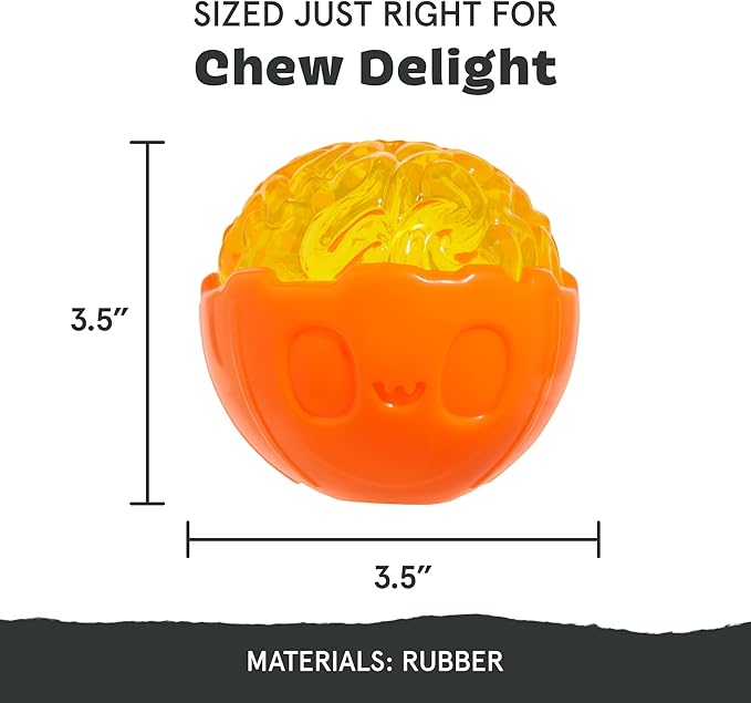 Barkbox Pumpkin Prodigy Dog Toy | Treat-Dispensing Rubber Dog Toy for Aggressive Chewers | Durable Dog Chew Toy for Medium Dogs & Puppy Essentials