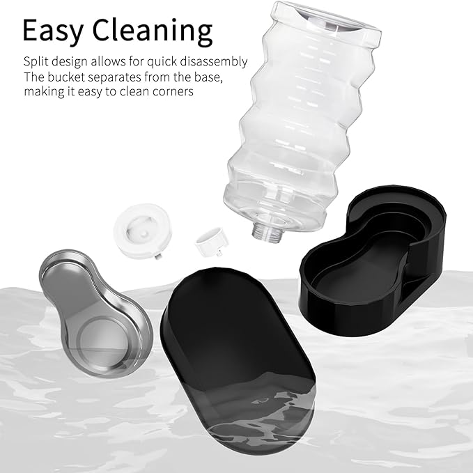 RIZZARI Automatic Pet Waterer, Gravity Stainless Steel Water Dispenser, 100% BPA-Free, Large Capacity Water Feeder for Cats and Small and Medium-Sized Dogs (Jet Black, 9L)