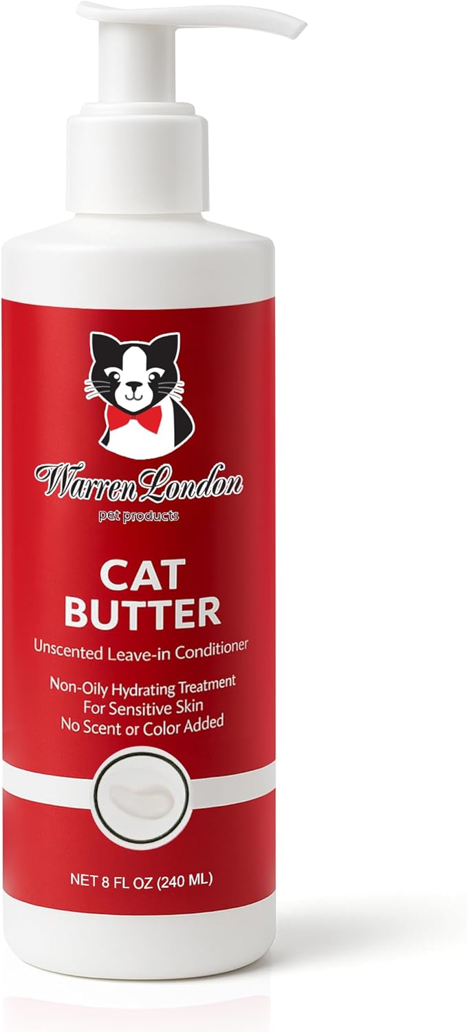 Warren London Cat Hydrating Butter | Unscented Leave-in Conditioner Lotion for Soft, Shiny Fur | Deep Moisture & Detangling for All Breeds