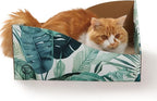 Hideaway Cat Scratcher Box for Indoor Cats - Cat Scratching Board, Horizontal Cat Scratch Pad Lounger with Reversible Usability and Extra Comfort for Lounge(Go Green)