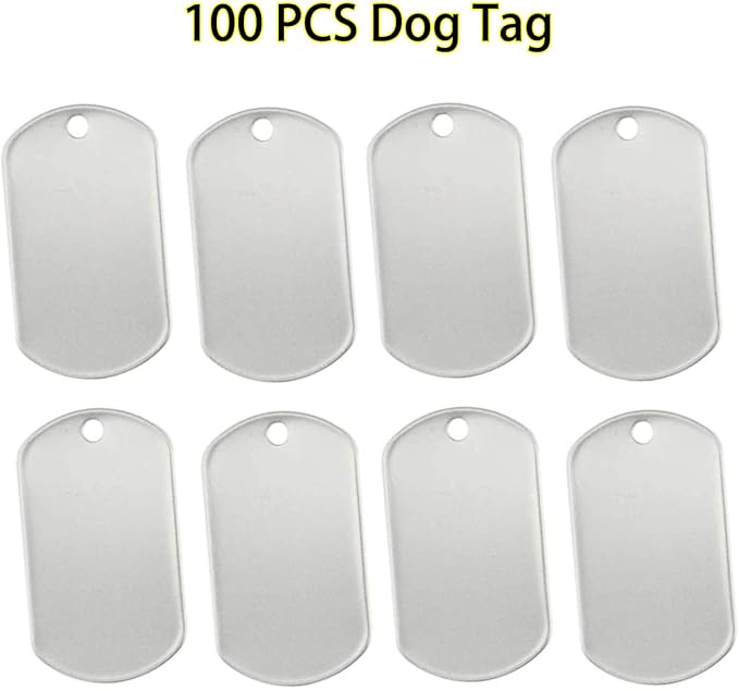 Orgrimmar 100 PCS Dog Tags Shiny Stainless Steel Military spec Rolled Edge Backing Dog Tags for Dogs Engraved- Blank