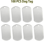 Orgrimmar 100 PCS Dog Tags Shiny Stainless Steel Military spec Rolled Edge Backing Dog Tags for Dogs Engraved- Blank