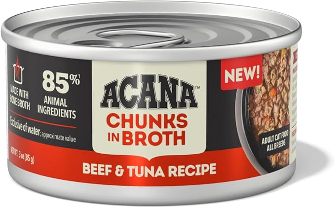 ACANA Chunks in Broth Wet Cat Food Beef & Tuna Recipe 3oz Cans (12 Count)