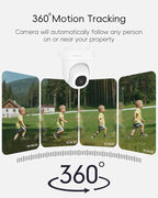 ZUMIMALL 3MP Outdoor Camera Wired 2.4G/5G WiFi - 2-Pack, 24/7 Recording, AI Motion Detection, Cloud & SD Card Storage, 2-Way Audio, PTZ Camera Auto Tracking, Compatible with Alexa Google