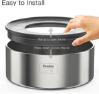 2L No Spill Water Bowl for Dogs, Double-Wall Stainless Steel with Splash-Proof Paws Lid and Floating Disk, Non-Slip Base, Easy to Clean Slow Water Feeder for Small Medium Dogs