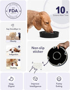 LE TAUCI Ceramic Slow Feeder Dog Bowls Small Breed, 0.6 Cups Dog Food Dish for Fast Eaters, Puzzle Bowl for Small Dogs and Cats,Skull Black