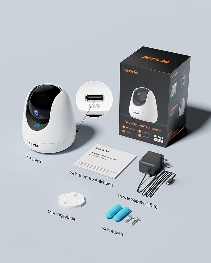 Tenda CP3 Pro 2K Indoor Security Camera with WiFi 6 & AI Baby/Pet Detection – Baby Monitor, Pet Camera for Home, One-Touch Calling, Night Vision, Military-Grade Encryption, No Subscription Needed