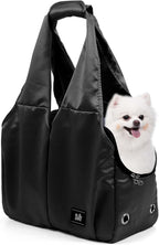 Dog Purse Carrier for Small Dogs, Cats, and Puppies – Soft-Sided Travel Pet Tote Bag with 4 Large Pockets, Foldable, Lightweight, Fits Pets up to 15 lbs, for Travel, Vet, Outings (Black)