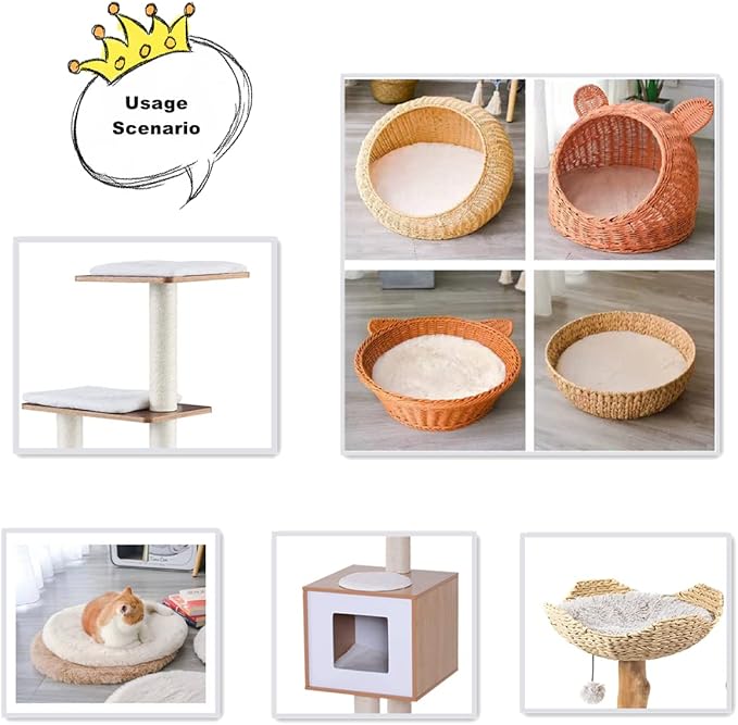 SHENGOCASE 2-Pack 10.6"x10.6" Square Faux Rabbit Fur Cat Dog Bed Cushion Pad Mat, Cat Tree Tower Replacement Cushion Pad, Pad for Window Perch, Cat Dog Carrier House Cage Crate Kennel Furniture