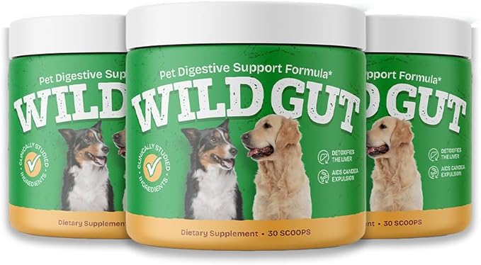 Wild Gut - Natural Probiotic Supplement for Pets | Supports Digestive Health & Gut Microbiome | 8 Probiotic Strains | 3 Bottles