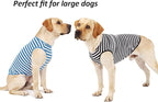 WEONE Dog Shirts Striped Cotton Clothes,Pet Breathable Soft Basic T-Shirt for Small Medium Larg Boy Girl Dogs,Black Blue M