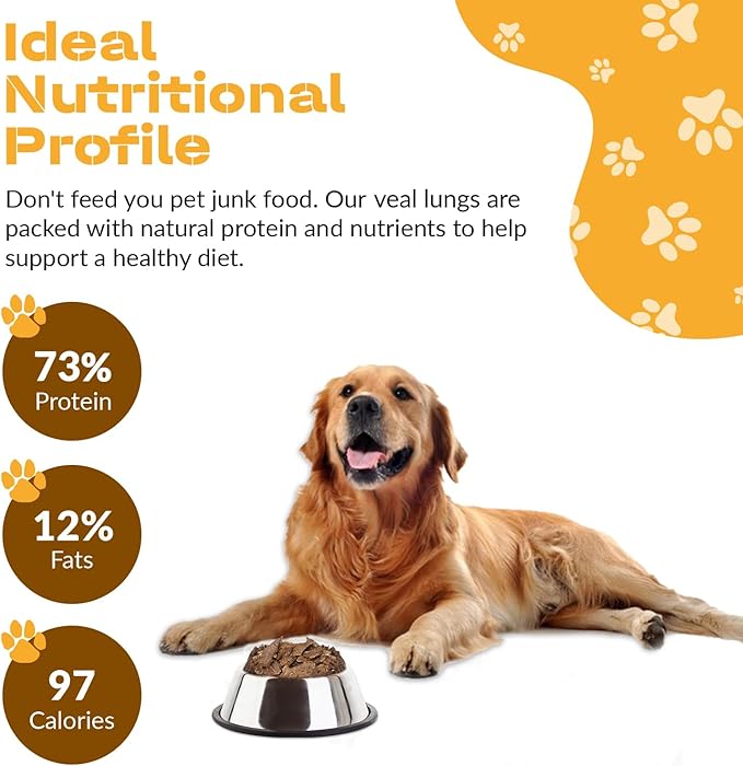 Dog Chits Veal Lung Fillets Dog and Puppy Treats - All Natural Grain and Chemical Free Training Chews - High Protein and Low Fat - Supports Dental Health - Made in The USA - Large 10 oz Bag