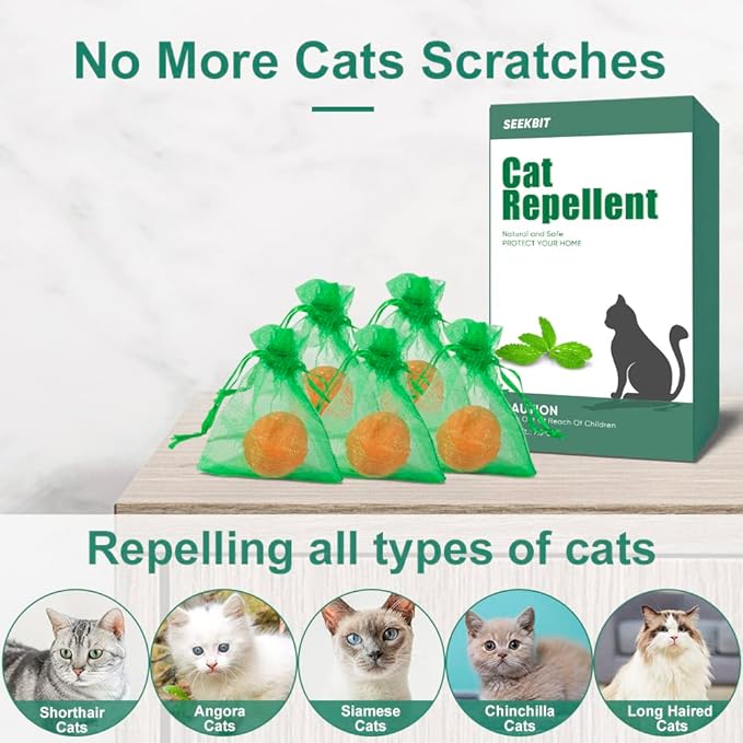 10 Pack Cat Repellent Outdoor to Keep Cats Away, Cat Deterrent Indoor Powered by Peppermint & Lemongrass Oils Safe for Pets & Children, Keeps Cats Out of Furniture, Plants, Specific Areas Effectively