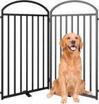 2 Panels Full Matel Freestanding Dog Gates with Door, 48"Extra Wide 36"Tall Free Standing Dog Pet Gate for Indoor & Outdoor. Foldable Pet Fences for Doorways, House, Stairs, Porch, Deck, Yard