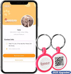 Dog Tags Personalized,QR Code Smart Pet ID Name Tag,Instant Location Alerts,Easy Online Profile Updates,No Fees,No Apps, Anti-Lost, Waterproof Silicone Dog Cat Tag for Small, Medium, Large Dogs(Pink)