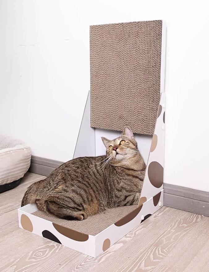ComSaf Cat Scratcher L Shape, 25" Cat Scratching Post for Indoor Cats Adults with Cat Scratch Box and Cat Sratching Board, Vertical Wall Cat Scratch Pad Bed