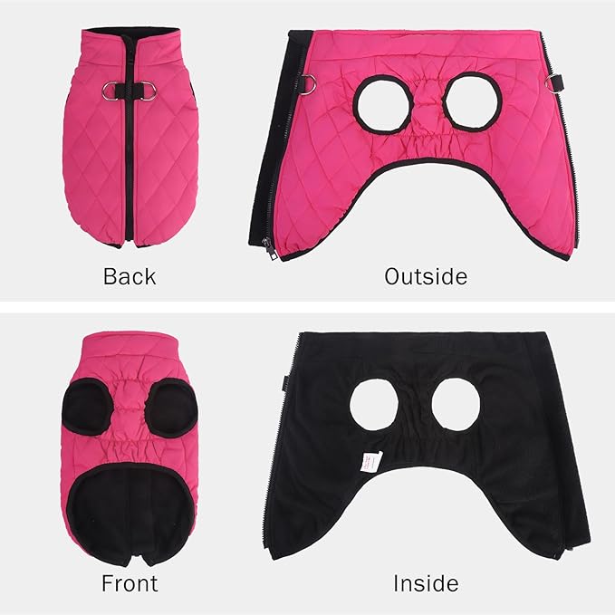 SCENEREAL Dog Winter Coat - Warm Puppy Jacket with Built-in Harness, Waterproof, Fleece Puffer Vest, Windproof Snow Clothes for Small to Medium Dogs